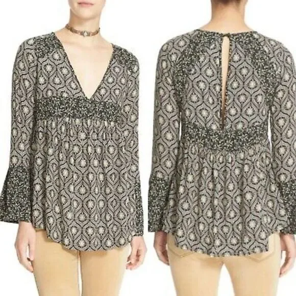 FREE PEOPLE Rolling Hills Bell Sleeve Tunic Top  - Picture 2 of 11